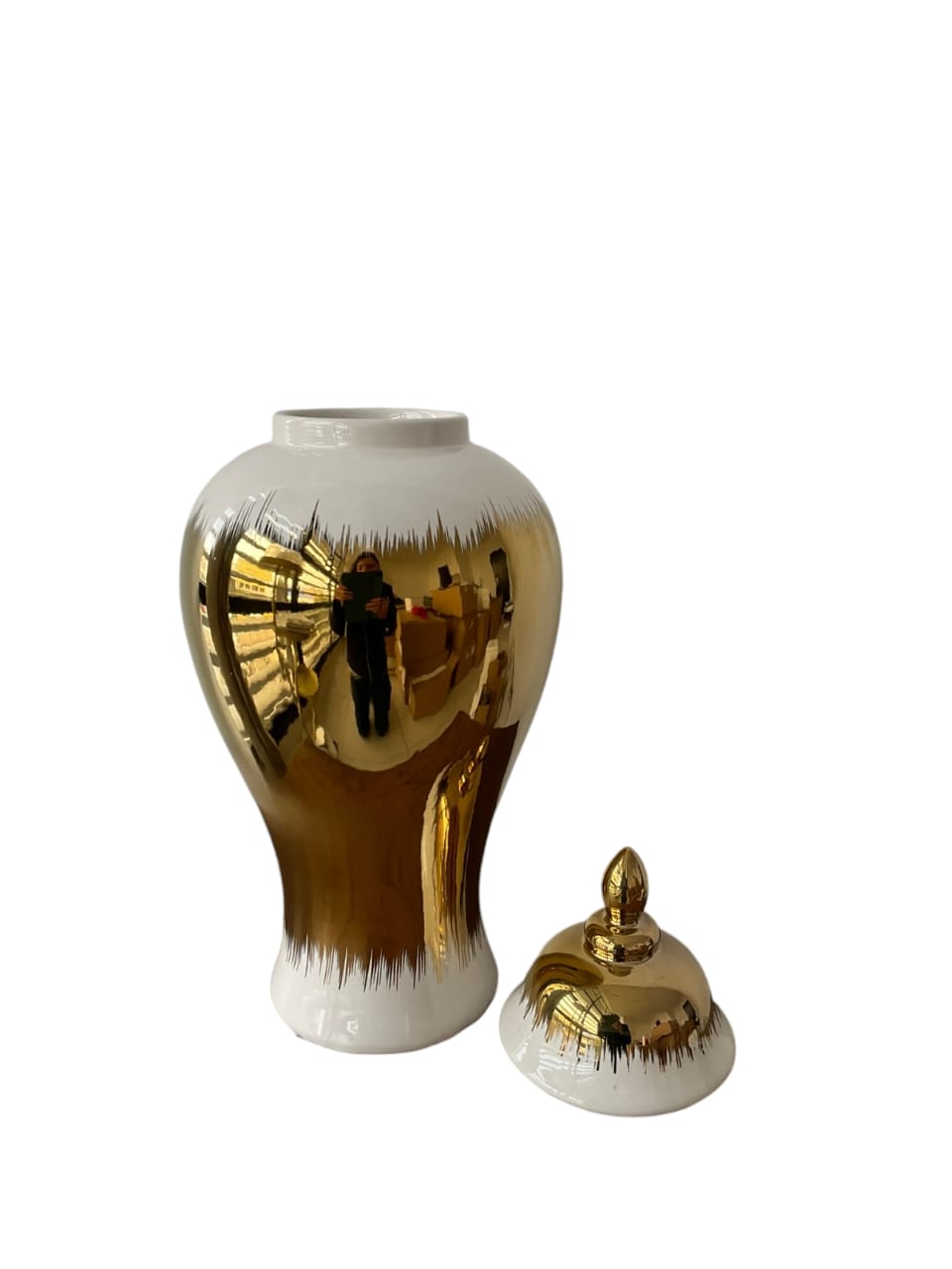 Miniatura 2 de Jarron florero en ceramica con tapa